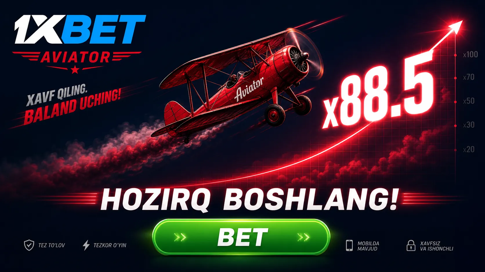 1xBet Aviator O'zbekiston — NEWBONUS promokod va bonus taklifi 2026